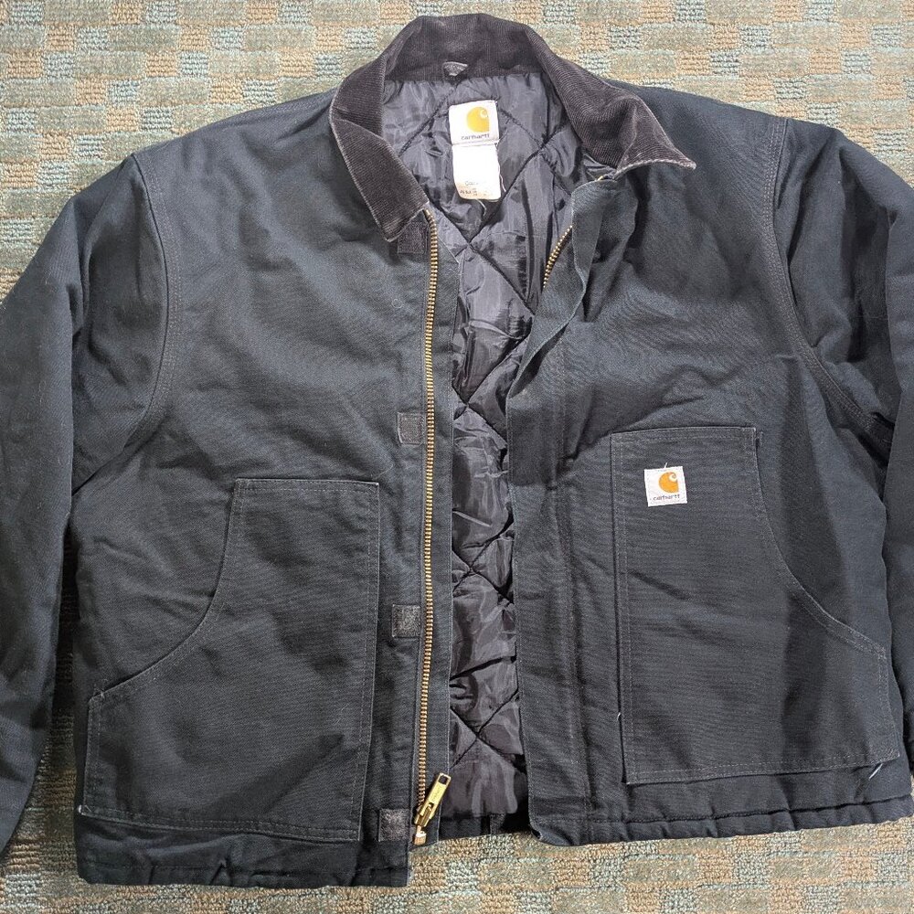 Carhartt JO2 Black Jacket Men’s Sz 46 Reg Quilted Lining Corduroy Collar XL VTG